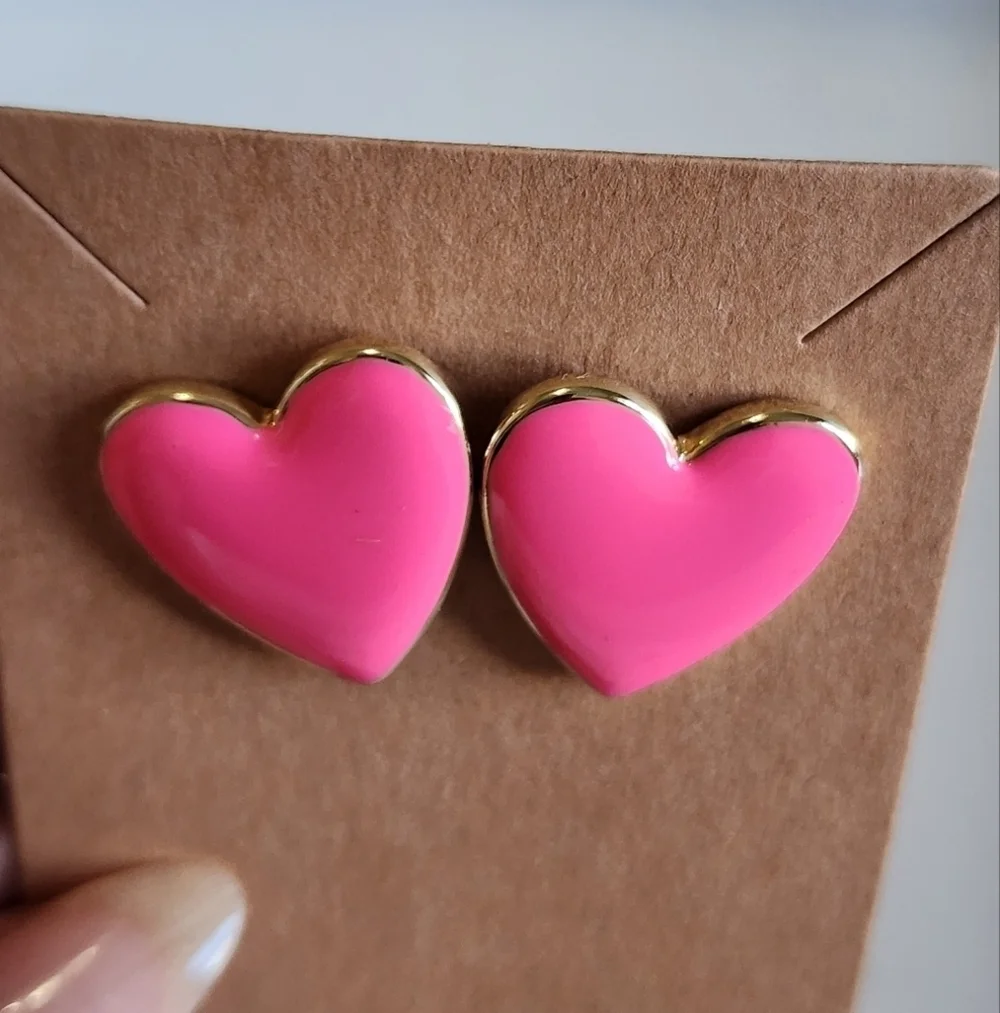 Barbie Pink Heart Shaped Stud Earrings
